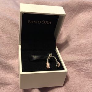 Pandora charm pink headphones with clear stones